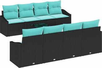 vidaXL Juego De Sof&aacute; 9 Uds. 3-n&uacute;mero De Plazas Negro Y Turquesa Vidaxl