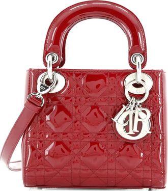 Dior Lady Dior Bag Cannage Quilt Patent Mini satchel - Rood