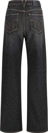 Versace Womens Straight Jeans With Studs Black Cotton