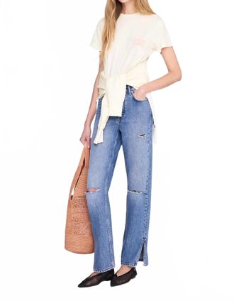Anine Bing Womens Shelley Surfer Tee In Washed Buttercream