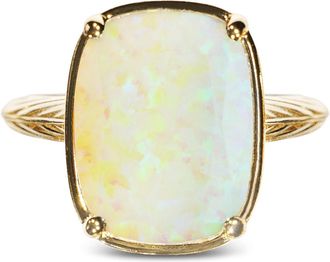 Sterling Forever Sterling Silver Champagne Fire Opal Elongated Cushion Ring