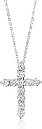 Ross-Simons Lab-Grown Diamond Cross Pendant Necklace in Sterling Silver