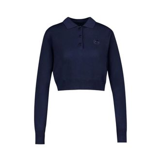 Marine Serre Ls Polo - Dames - Tops - Blauw - Maat: S Katoen