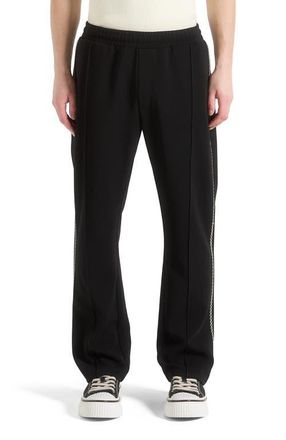 Mani&egrave;re De Voir Gael Contrast Whipstitch Relaxed Track Pants in Black at Nordstrom, Size X-Small