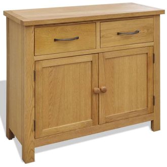 Berkfield Home Sideboard 90x33.5x83 cm Solid Oak Wood in Brown