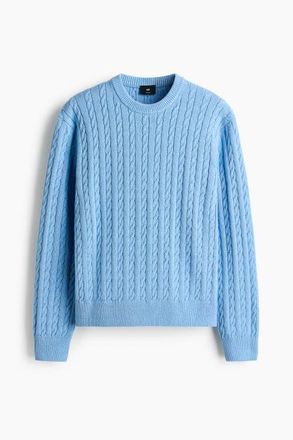 H&M Regular Fit Cable-knit Jumper in Light Blue at Nordstrom, Size Xx-Large