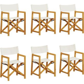 vidaXL Sillas De Jard&iacute;n Plegables 6 Unidades Tela Blanco Crema Vidaxl