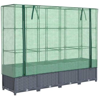 vidaXL Vidaxl - Arriate Con Cubierta Invernadero Aspecto Rat&aacute;n 160x40x138 Cm