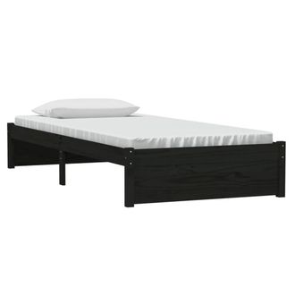 Berkfield Home Beautiful Bed Frame Black Solid Wood 90x190 cm Single