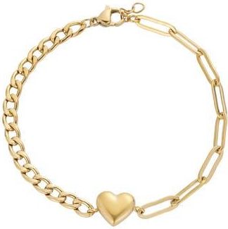 Adornia 18K Gold Plated Heart Mixed Link Bracelet at Nordstrom Rack