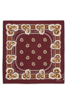 Fortela Floral Print Cotton Bandana in Burgundy at Nordstrom