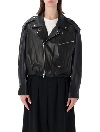 s.w.o.r.d Elastic Hem Leather Bomber Jacket