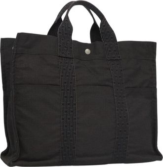 Herm&egrave;s Fourre-Tout Herline Fourre-Tout Herline Gray Canvas Bag (Pre-Owned)