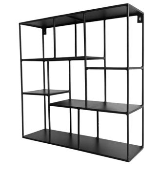 Decoclico Estanter&iacute;a de pared cuadrada de metal negro