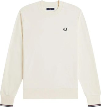 Fred Perry Sweatshirt met ronde hals - Heren - Sweatshirts - Beige - S - Katoen - Hoodies & sweatvesten