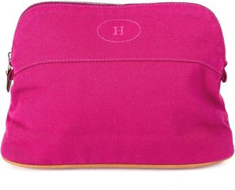 Herm&egrave;s Pink Leather Canvas Pouch (Pre-Owned)