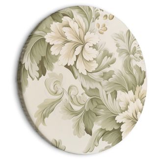 OEM Imagen Redonda: Flores Retro Vintage En Tonos Crema Y Verde Suaves / Flores Vintage En Tonos Claros