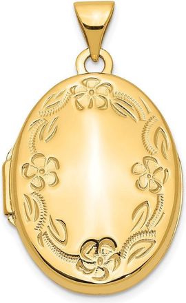 Diamond2Deal 14k Yellow Gold H Engraved Floral Oval Locket Pendant