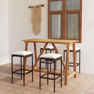 vidaXL 5 Pcs Garden Bar Juego Con Cojines Marrones