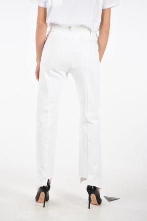 VETEMENTS Jeans a Labaggio Chiaro con Bottone Logato e Ad Orlo Sfrangiato 18cm Vetements