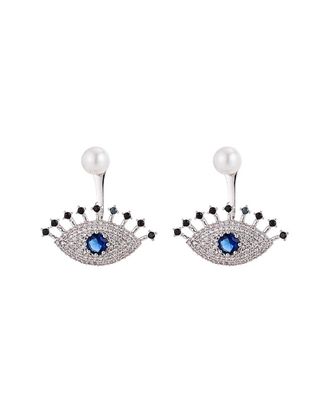 Eyecandy LA Eye Candy La Luxe Collection Rhodium Plated Cz Mila Eye Drop Earrings