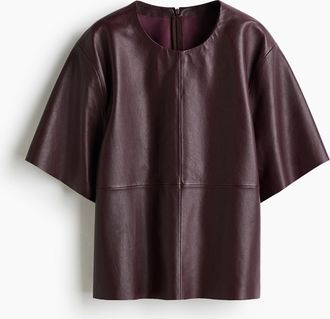 H&M T-Shirt aus Leder - Red