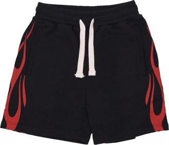 Vision Of Super Vlammenprint Zwart/Rode Shorts - Heren - Bermuda - Zwart - XL - Katoen - Korte Broeken