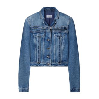 Off-white Spijkerjack met riemdetail - Dames - Jassen - Blauw - Maat: M Katoen