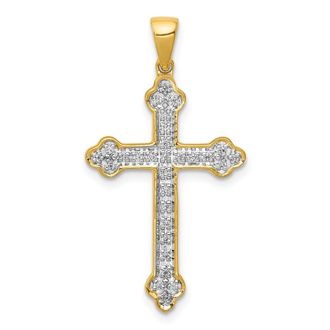 Diamond2Deal 14k Yellow Gold 1/10 carat Diamond Cross Pendant