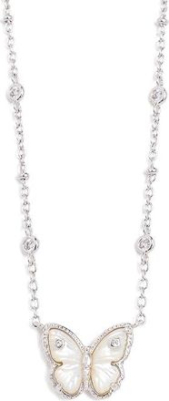 Kendra Scott Cailey Butterfly Short Pendant Womens Necklace Womens Necklace Silver Ivory Mother-of-Pearl, Brass/Cubic Zirconia