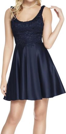 Alyce Paris Scoop Neck Short Dress In Navy