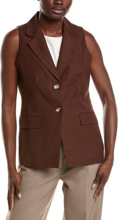 Anne Klein Notch Collar Linen-Blend Vest