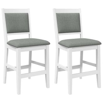 vidaXL Taburetes De Bar Con Cojines, 2 Unidades, Madera Maciza Blanca, Goma Vidaxl