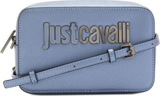 Just Cavalli Tassen, Dames, Blauw, ONE Size, Zwarte Faux Leren Crossbody Tas