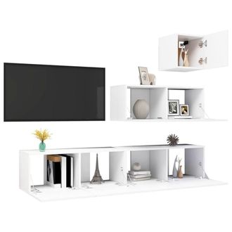 Berkfield Home Modern 4 Piece TV Cabinet Set White Engineered Wood