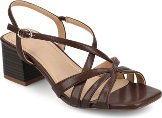 Journee Collection Shyla Block Heel Sandal in Brown at Nordstrom Rack, Size 7.5