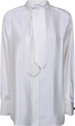 Bottega Veneta Fluid Zijden Satijnen Shirt - Dames - Overhemden - Wit - XS - Satijn - Overhemden