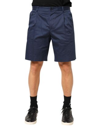 Dolce & Gabbana Blue Cotton Stretch Mid Waist Bermuda Mens Shorts