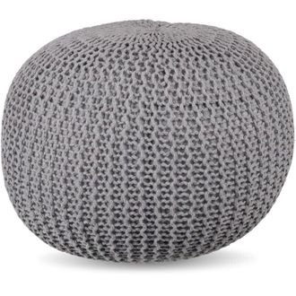 Relaxdays Puf Relaxdays, Tejido, H X D: 33 X 46 Cm, Relleno De Poliestireno, Coj&iacute;n Redondo De Suelo, Taburete Boho, Gris Claro