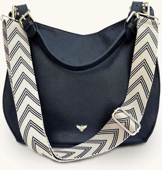 Apatchy London The Harriet Black Leather Bag With Black Arrow Strap