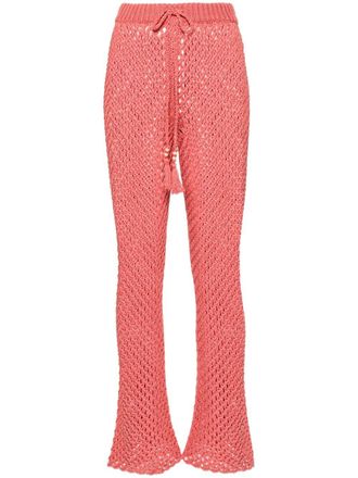 Alanui A Love Letter To India macram&eacute; trousers - women - Cotton/Acrylic - S - Pink