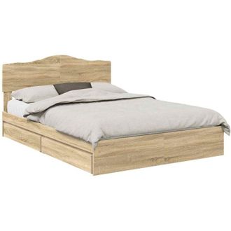 vidaXL Storage Bed with Drawer Sonoma Oak 140 x 190 cm Engineered Wood vidaXL