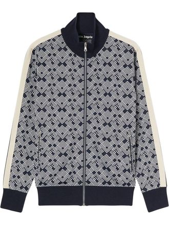 Palm Angels monogram-pattern track jacket - men - Spandex/Elastane/Polyester/Cotton - S - Blue