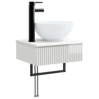 vidaXL Lavabo De Lavado Montado En La Pared Blanco Brillante Vidaxl