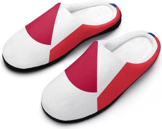Generic France And Japan Flag Fashion Cotton Slippers for Women Memory Foam House Slippers Non-Slip House Bedroom Shoes
