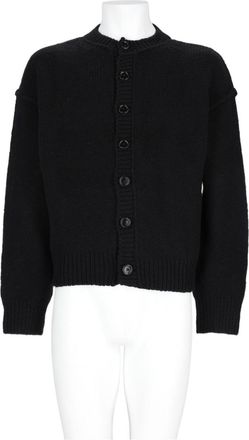 Our Legacy Ribbed Knit Black Wool Cardigan with Button-Up Front