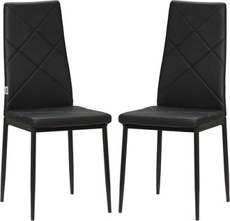 HOMCOM Set di 2 Sedie da Cucina con Schienale Alto Finta Pelle e Acciaio Nero - Homcom