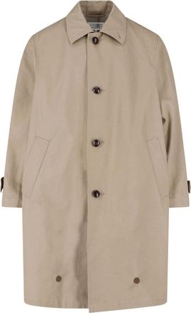 Maison Margiela Mid-Length Beige Jacket with Classic Collar and Button Details