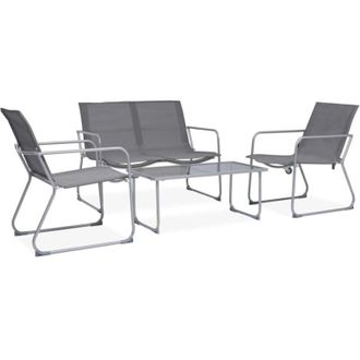 vidaXL Set Divano da Giardino 4 pz in Tessuto e Acciaio Grigio - Vidaxl