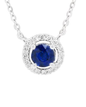 Diana M. Jewels Fine Jewelry 14K 0.72 Ct. Tw. Diamond & Sapphire Pendant